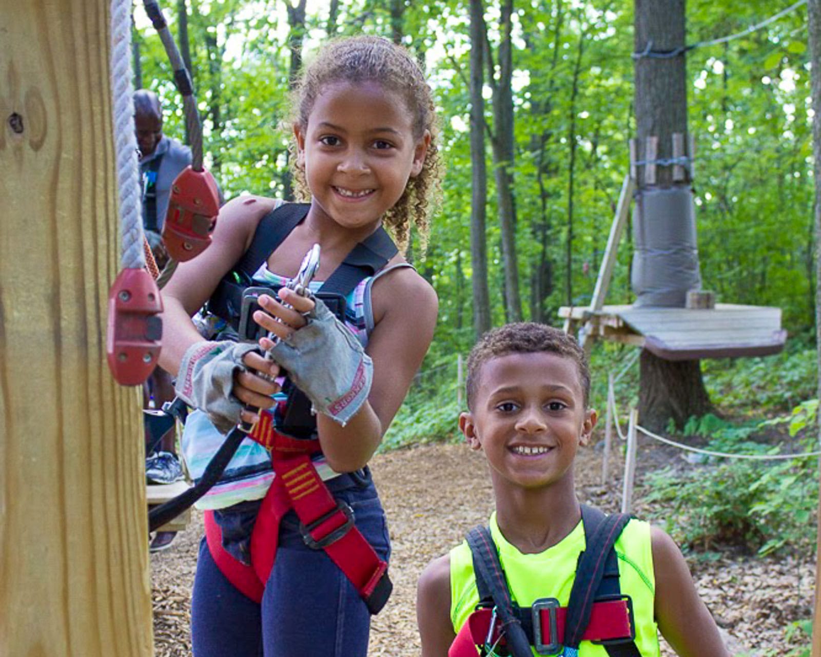 Siblings about to climb