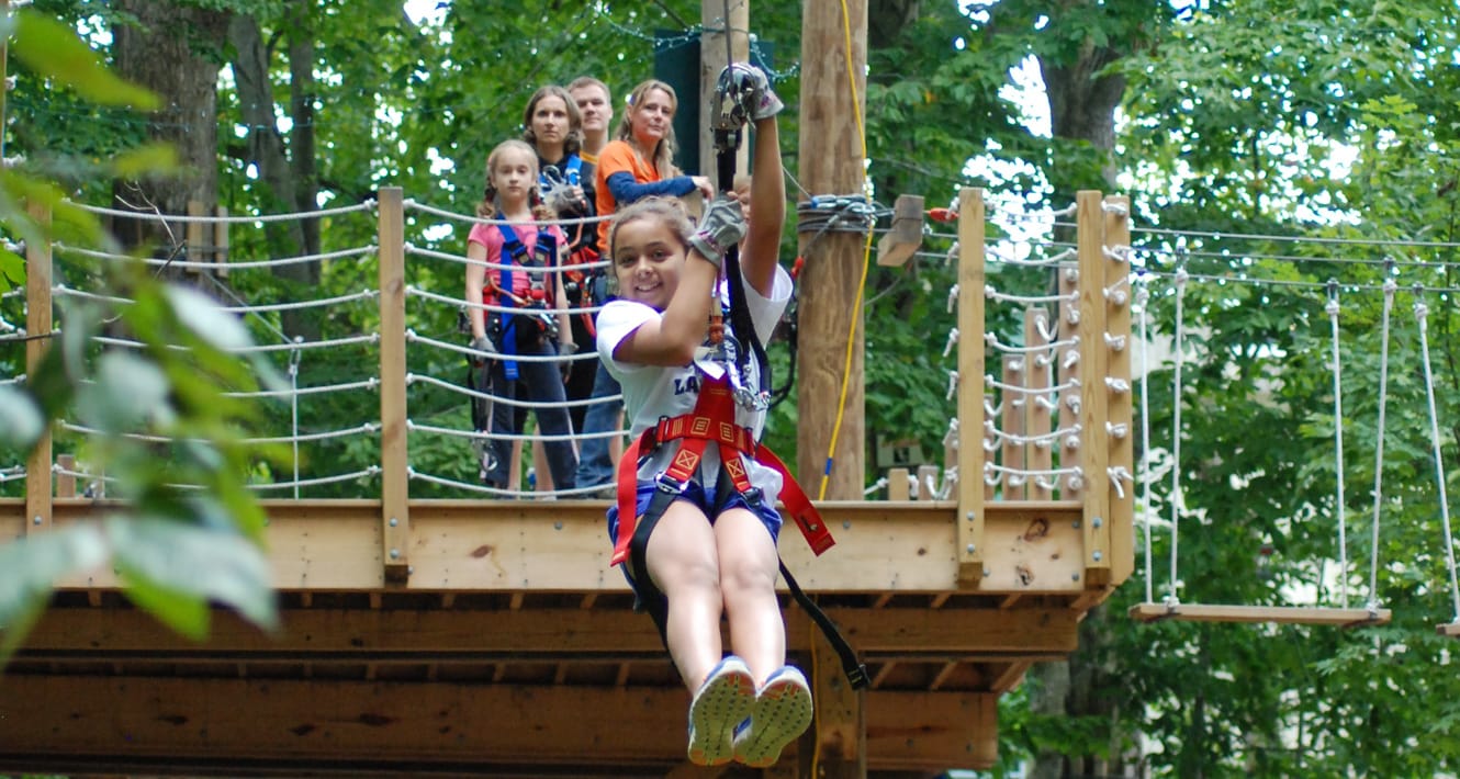 Girl on ropes course